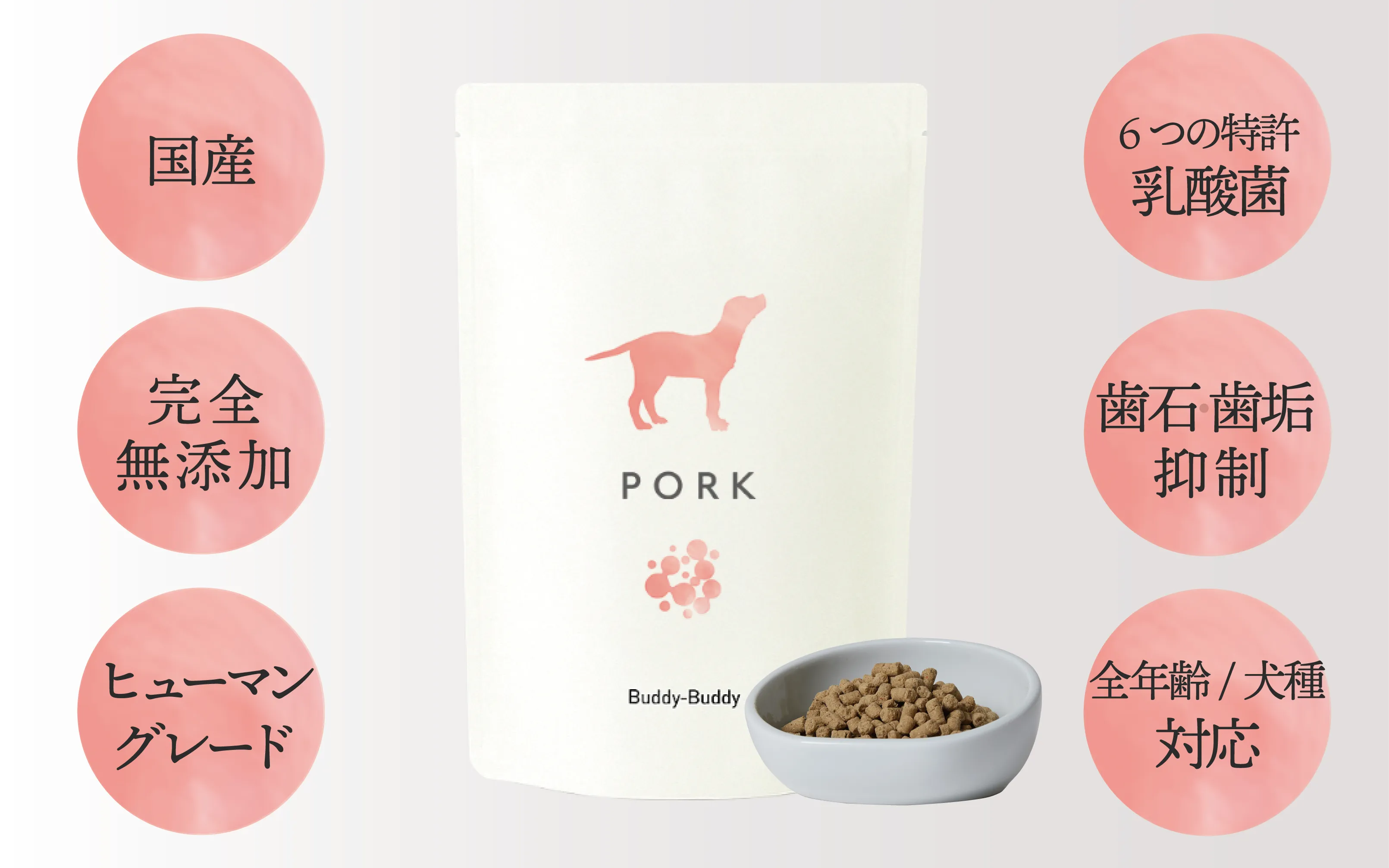 【定期便初回】バディバディ腸活&口腔ケアドライフードポーク